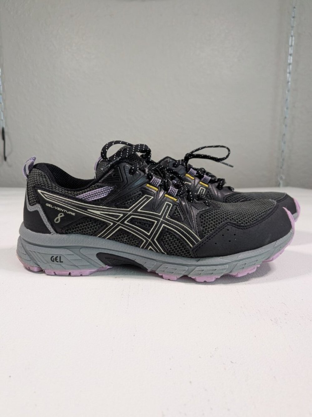 Asics Womens Gel Venture 8 1012A708 Black Running Shoes Sneakers Size 9 US